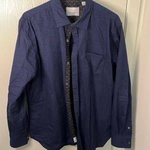 Paper Denim & Cloth Large Blue/Red Patterned Long Sleeve Button Up Dress Sirt